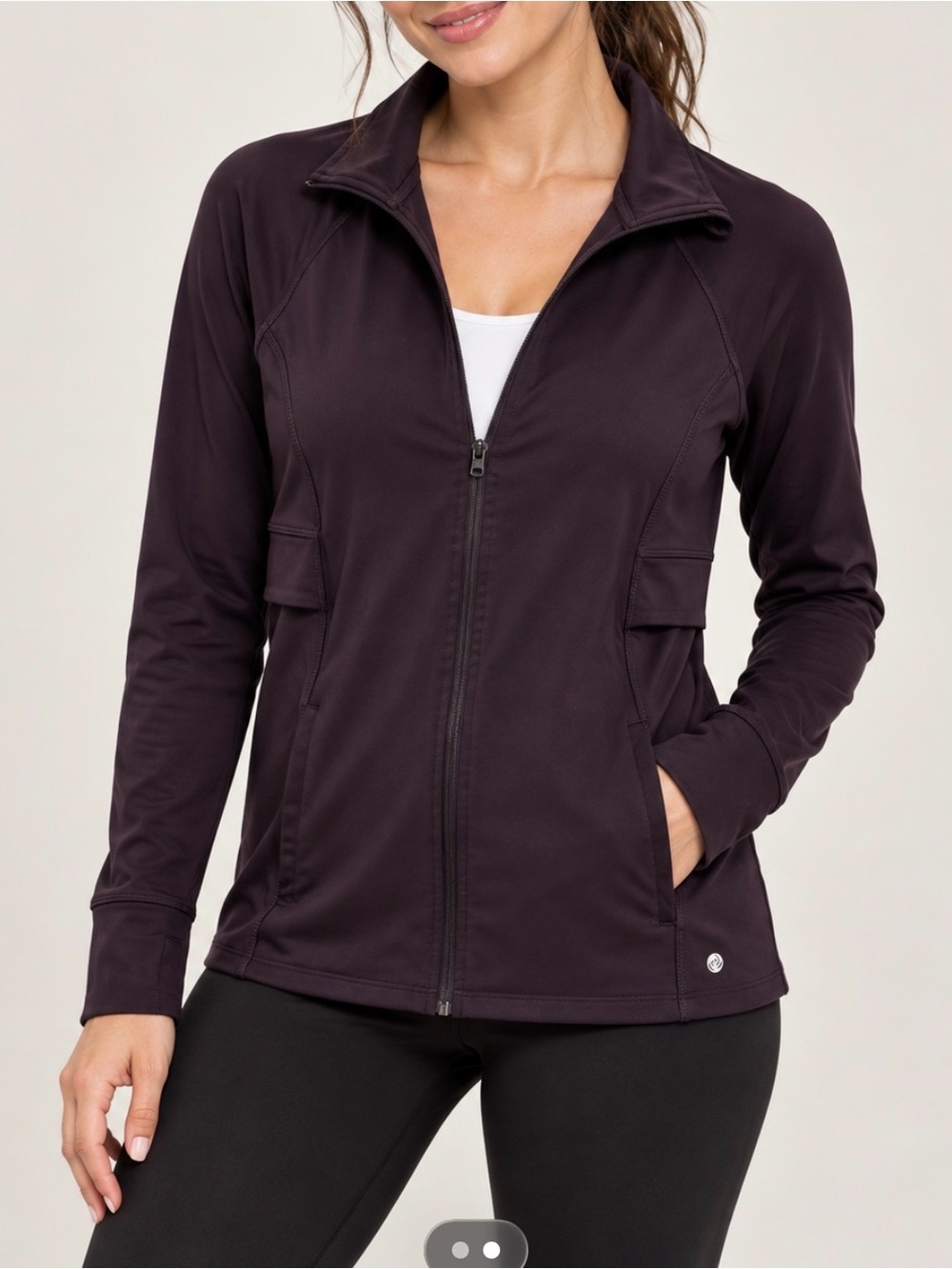 Apana Dark Plum Full-Zip Athletic Jacket